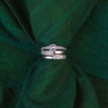 92.5 Sterling Silver Single Stone ladice 3 in 1 Ring