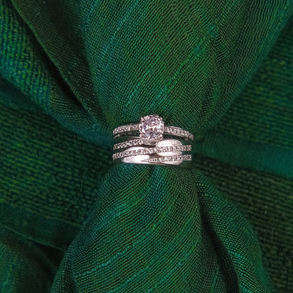 92.5 Sterling Silver Engagement ring & Matching  wedding band