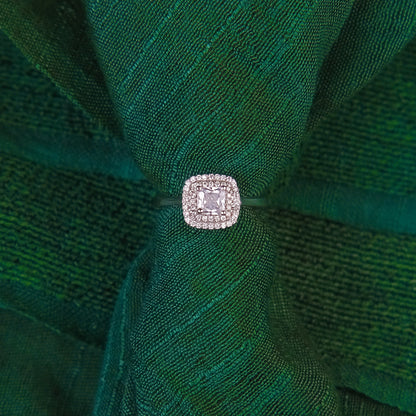 92.5 Sterling Silver Single Square Stone ladice  Ring