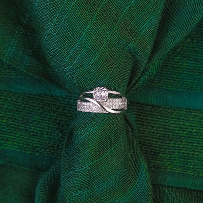 92.5 Sterling Silver Engagement ring & Matching  wedding band