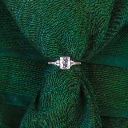 92.5 Sterling Silver Single rectangle Stone ladice  Ring