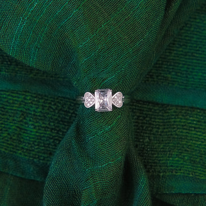 92.5 Sterling Silver Single rectangle Stone ladice  Ring