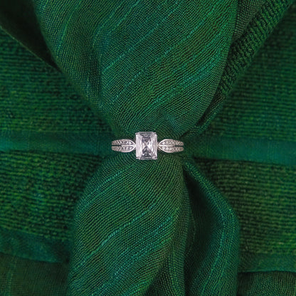 92.5 Sterling Silver Single rectangle Stone ladice  Ring