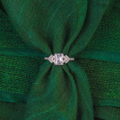 92.5 Sterling Silver Single rectangle Stone ladice  Ring