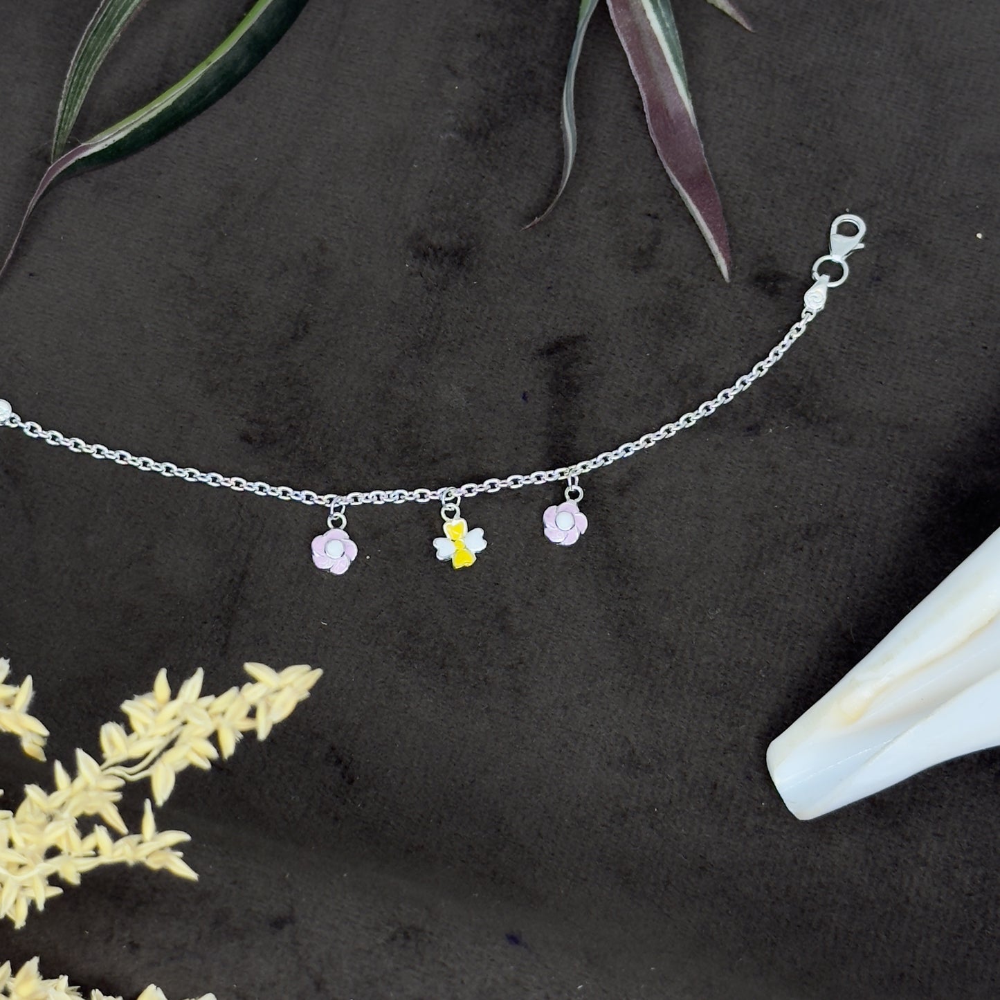 92.5 Pure Silver Floral Charm for Kids