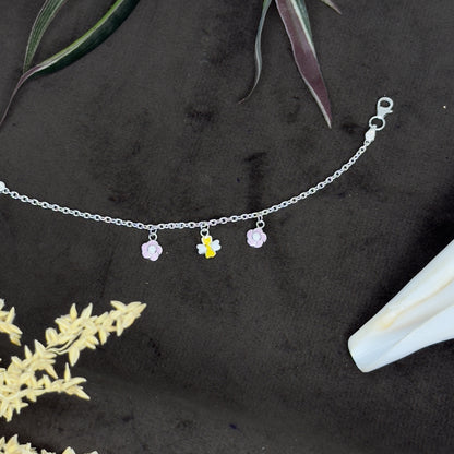 92.5 Pure Silver Floral Charm for Kids