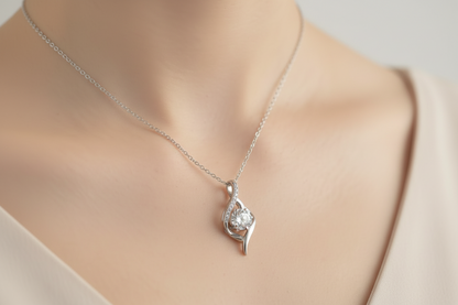 Silver Solitaire Pendant Chain Set for Women | Elegant Silver Necklace