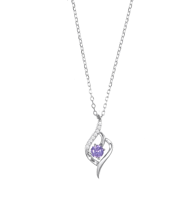 Silver Solitaire Pendant Chain set