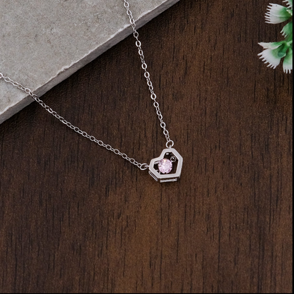 925 Sterling Silver Dancing Stone Heart Necklace Set with Chain for Women | Silver Heart Pendant Jewelry Gift
