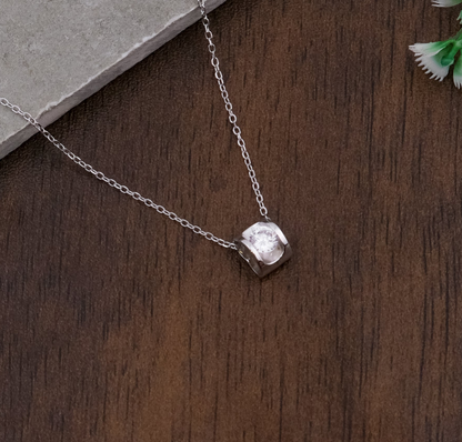 Silver Dancing Solitaire set with chain